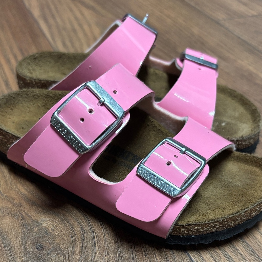 Birkenstock Pink Sandals with Metallic Buckles